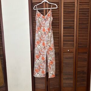 Floral Orange and Cream Women's Dress